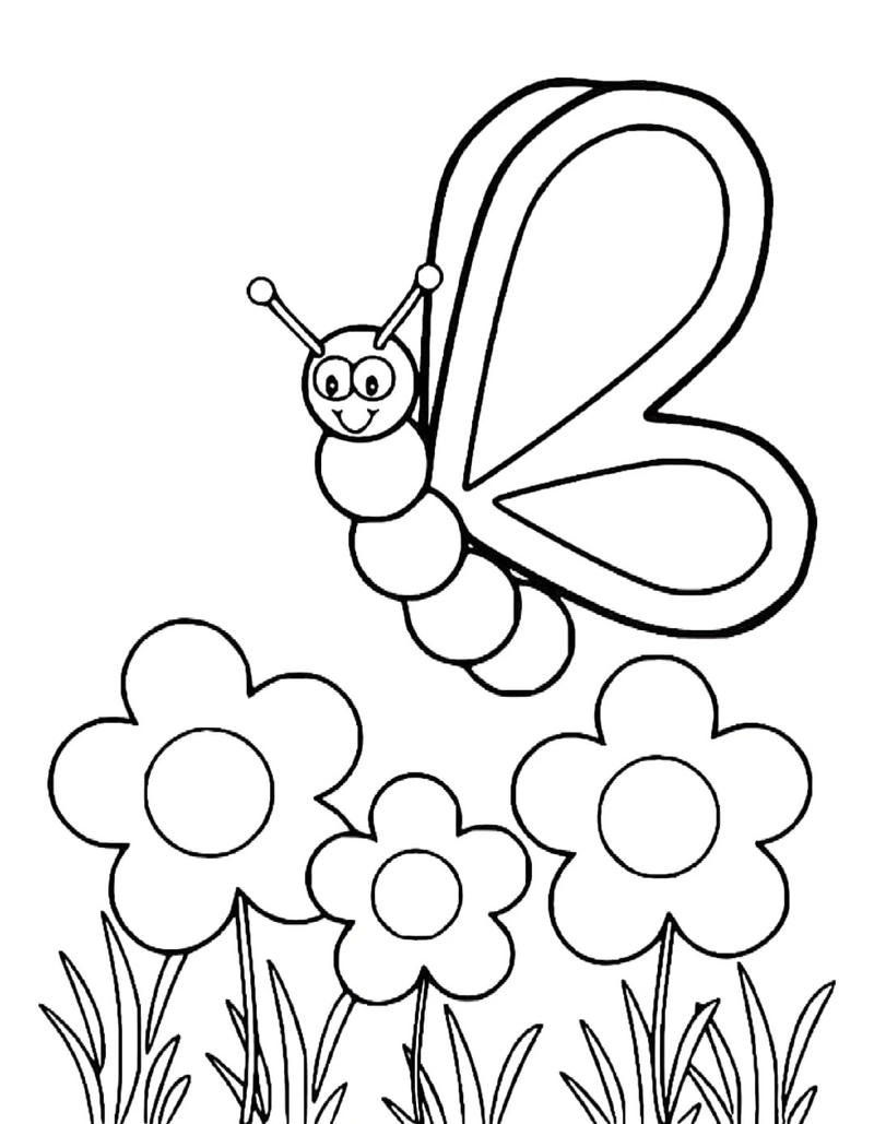 Minh họa bươm bướm đáng yêu cho bé tập tô