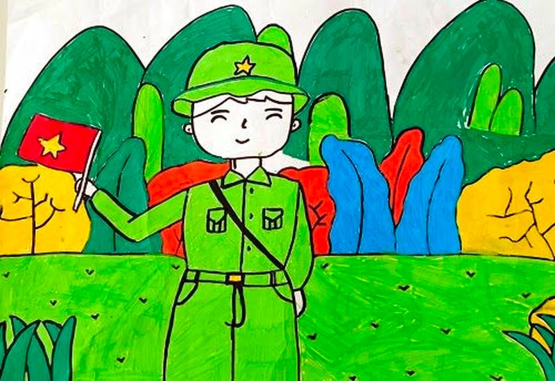 Minh họa em yêu chú bộ đội tranh vẽ đáng nhớ