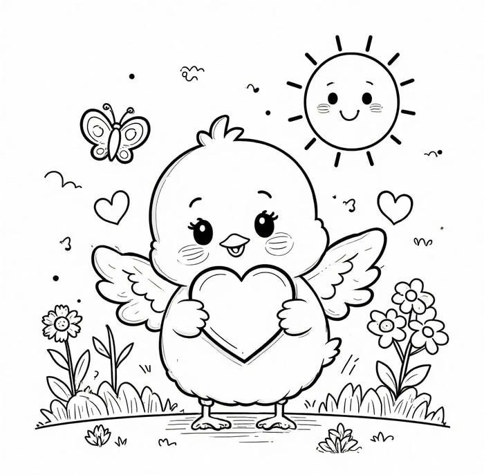 Minh họa gà trống con mẽ cho bé tập tô