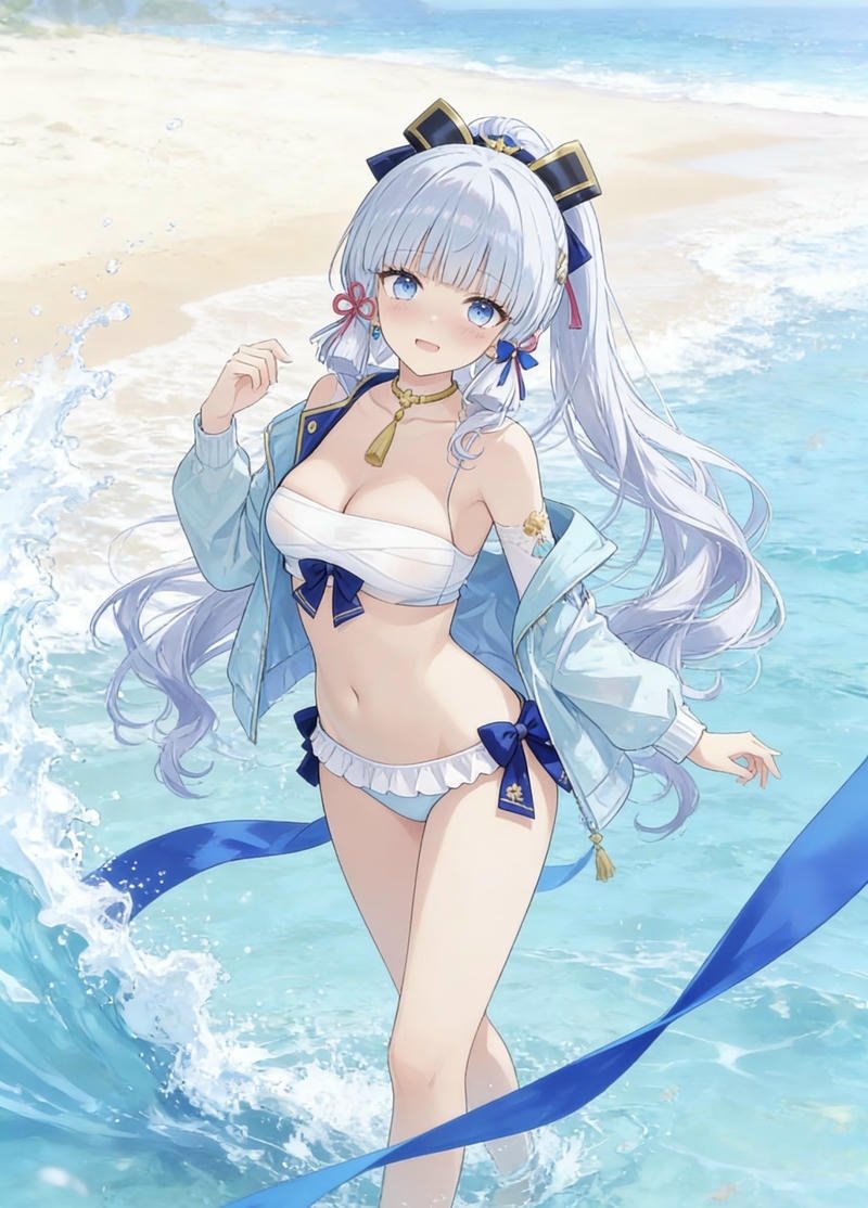 Nét gợi cảm của nhân vật anime bên bãi cát