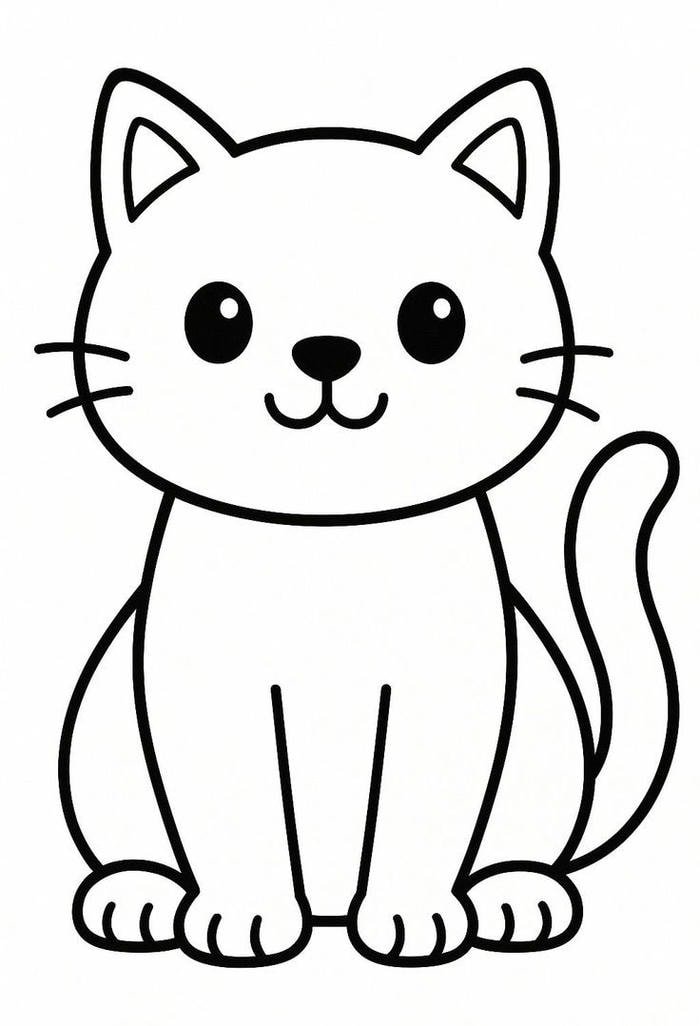 Nét vẽ đen trắng rõ ràng cho tranh tô màu con mèo