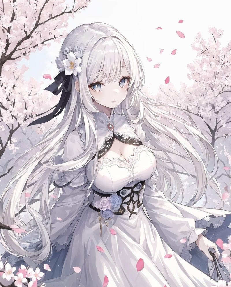 Nét vẽ rõ ràng làm ảnh anime girl tóc trắng dễ nhìn