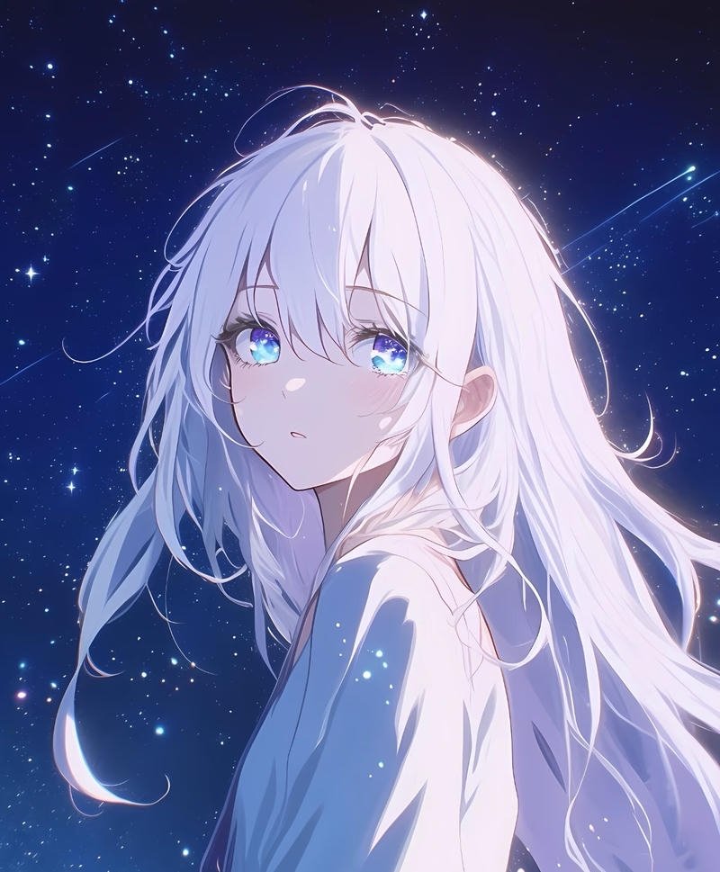 Nét vẽ trong trẻo mang lại ảnh anime girl tóc trắng đẹp