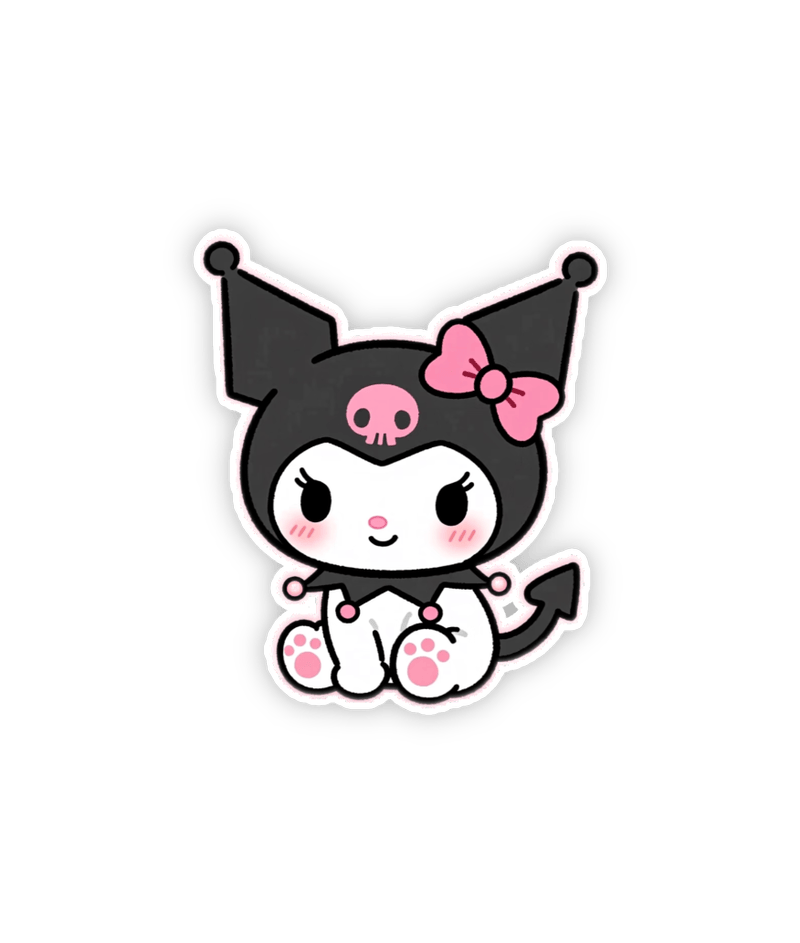 Nhãn dán Kuromi dễ thương phong cách đáng yêu ngồi ngoan
