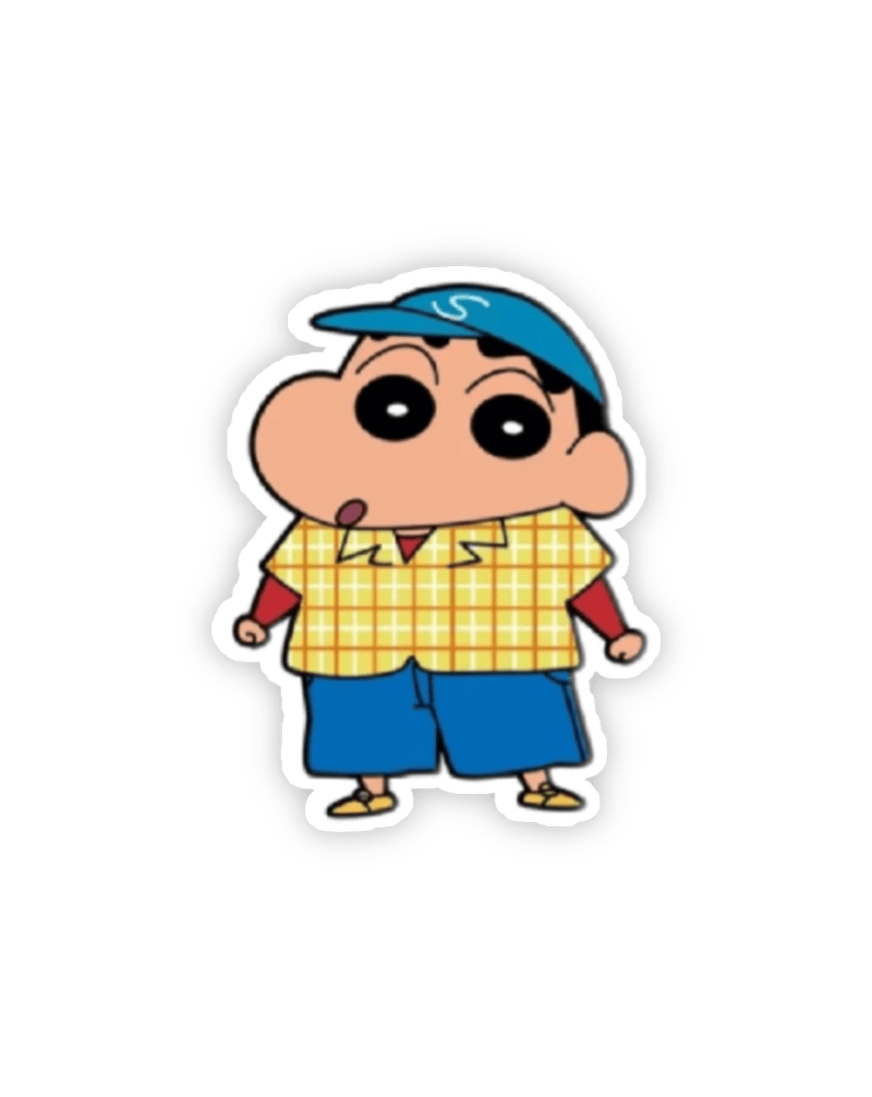 Nhãn dán Shin cậu bé bút chì đáng yêu đội mũ xanh