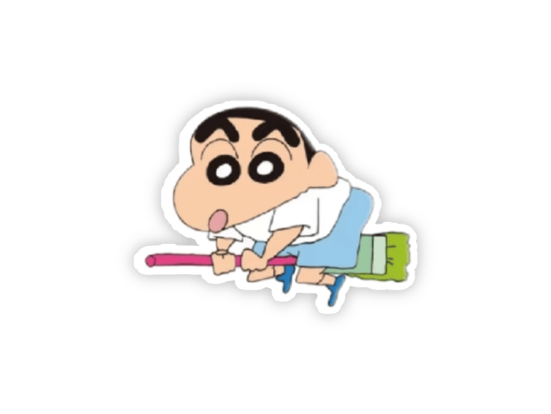 Nhãn dán Shin cậu bé bút chì vui nhộn chổi bay