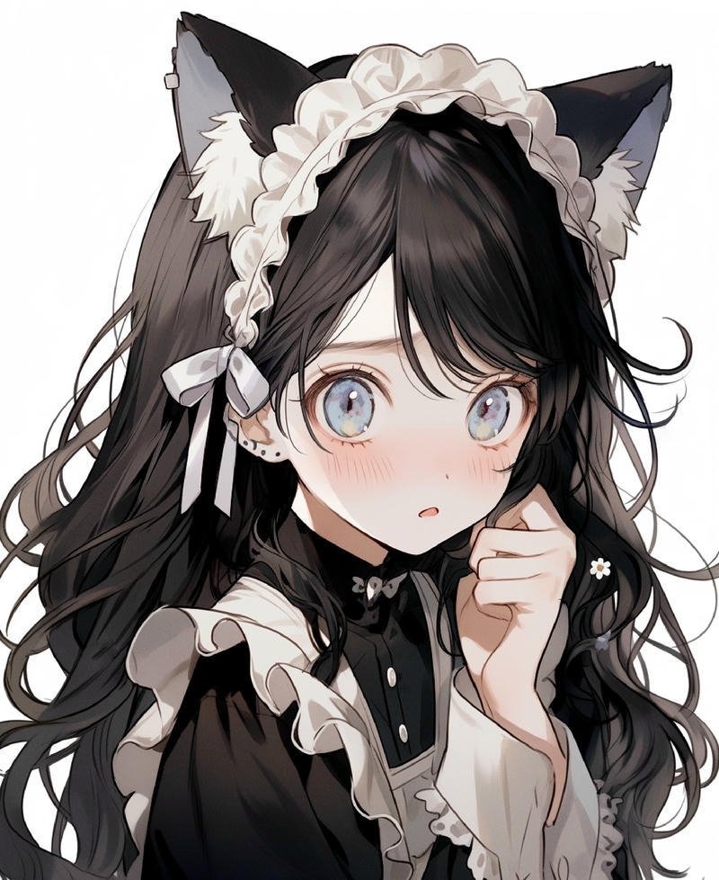 Nhân vật nữ anime diện trang phục hầu gái đáng yêu