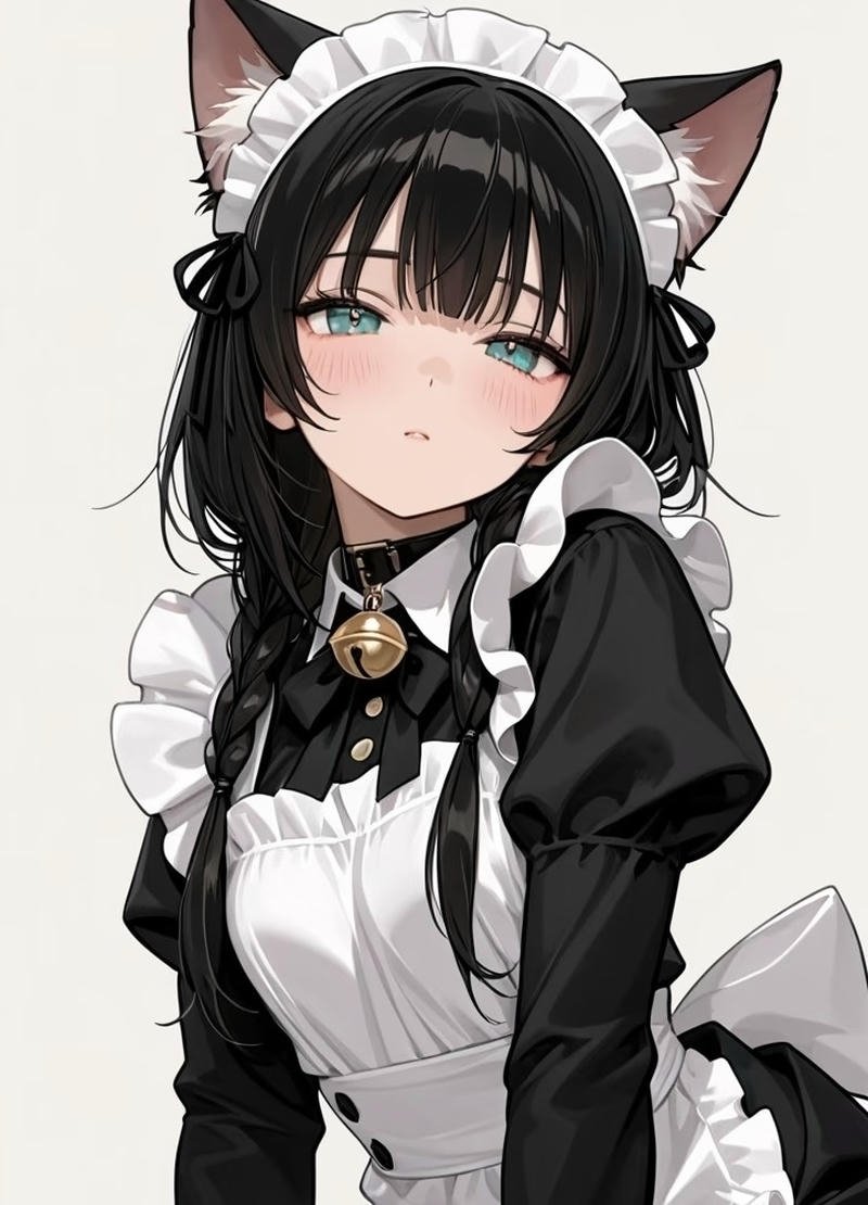 Nhân vật nữ anime mặc trang phục maid xinh xắn