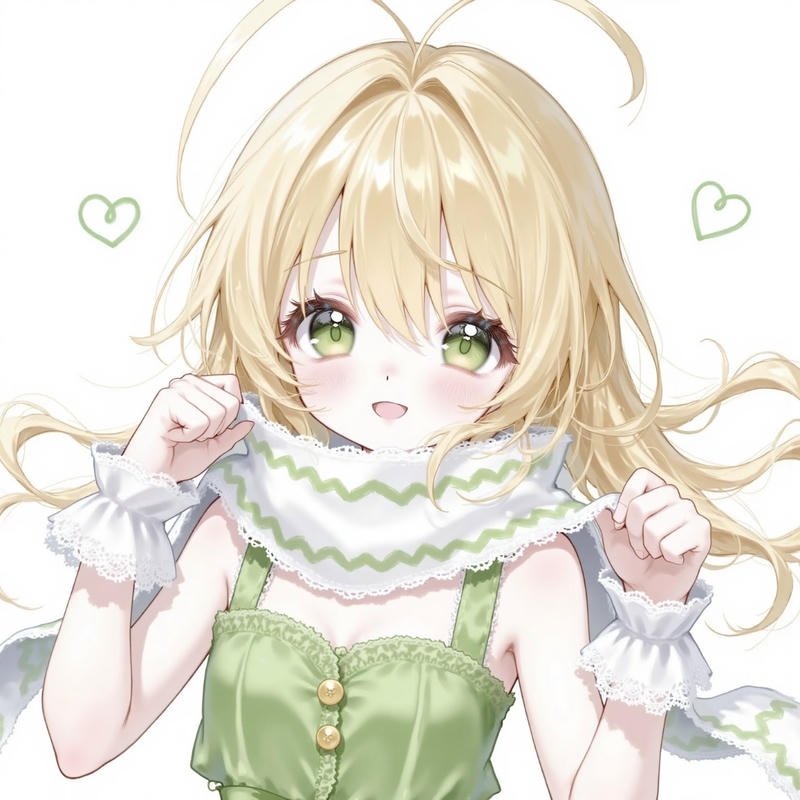 Nụ cười nhẹ của anime tóc vàng khiến tổng thể cuốn hút