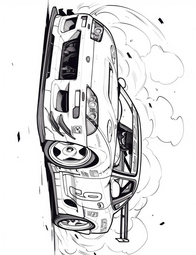 Phác họa xe ô tô thể thao phong cách hiện đại