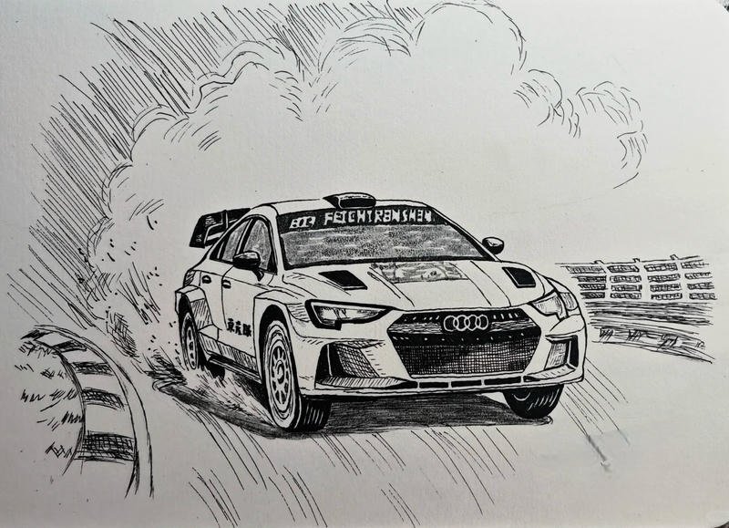 Phác thảo xe ô tô con chạy trên đường