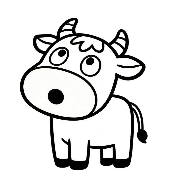 Phong cách ngộ nghĩnh hình tô màu con bò sữa