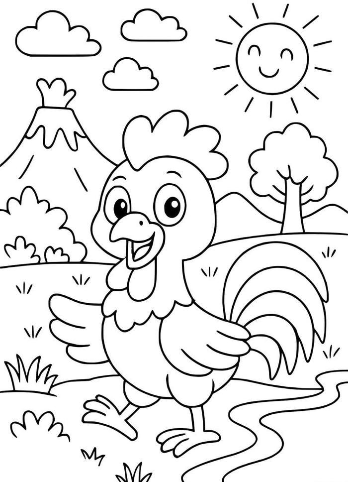 Phù hợp trẻ nhỏ sáng tạo bức vẽ gà trống