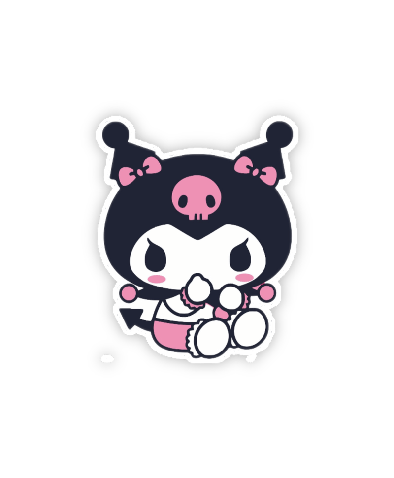 Sticker Kuromi cute yêu cầu im lặng trật tự