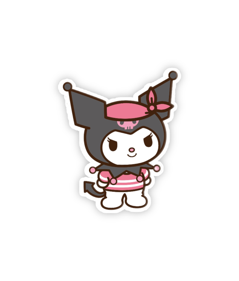 Sticker Kuromi đáng yêu mặc áo kẻ hồng trắng