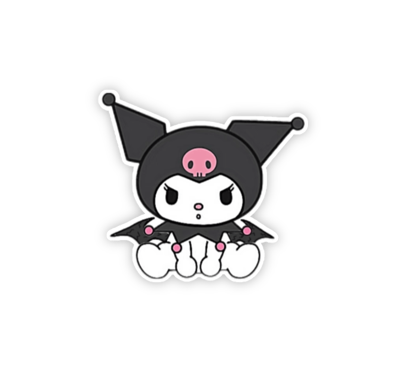 Sticker Kuromi đáng yêu ngồi ngoan như cún