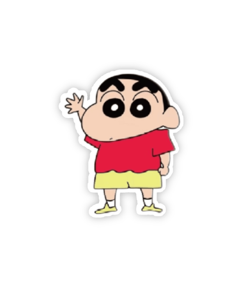 Sticker Shin cậu bé bút chì đang vẫy tay chào