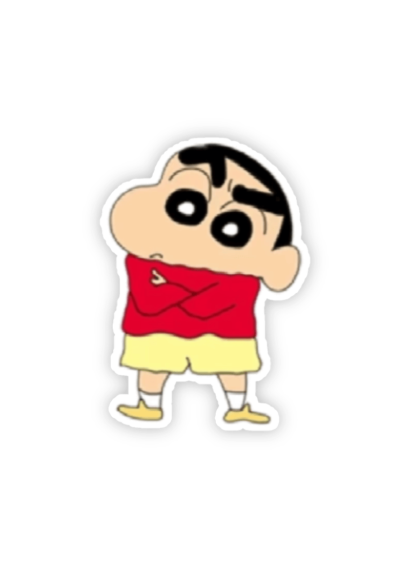 Sticker Shin cậu bé bút chì vui nhộn đang khoanh tay