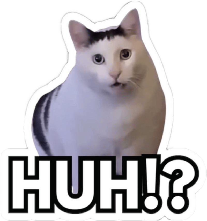 Sticker chữ mèo ngộ hài hước chữ huh_