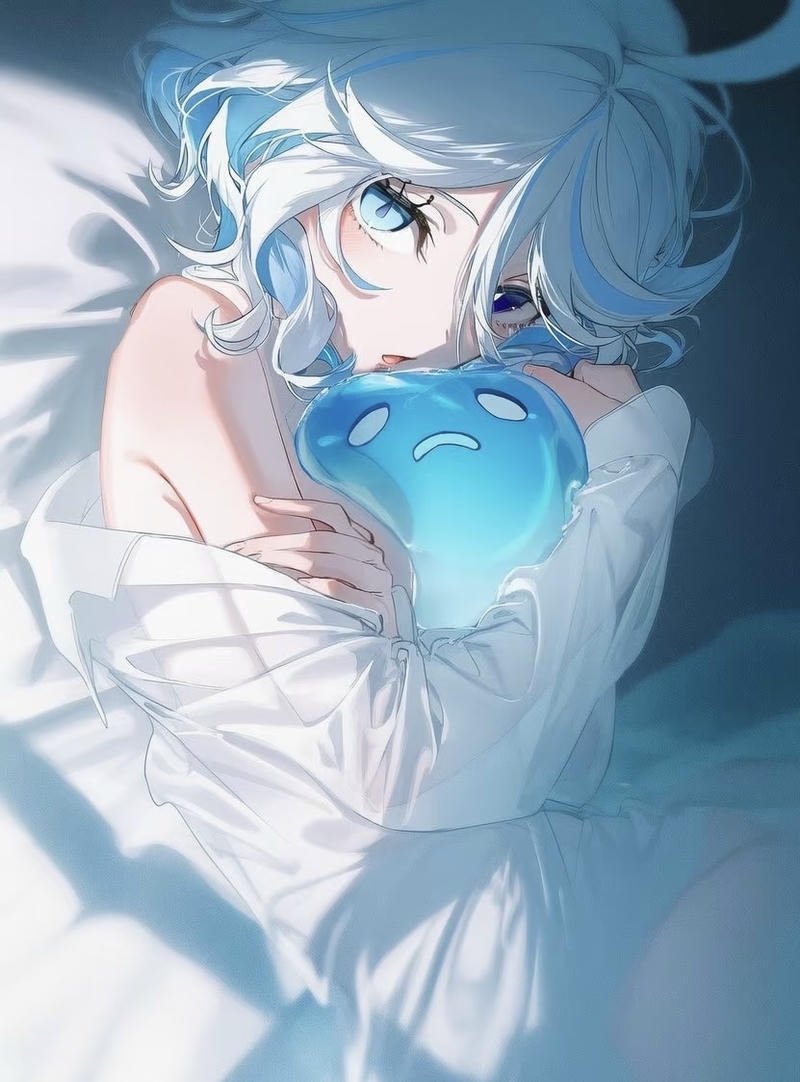 Thiếu nữ với mái tóc sáng màu dễ thương phong cách anime