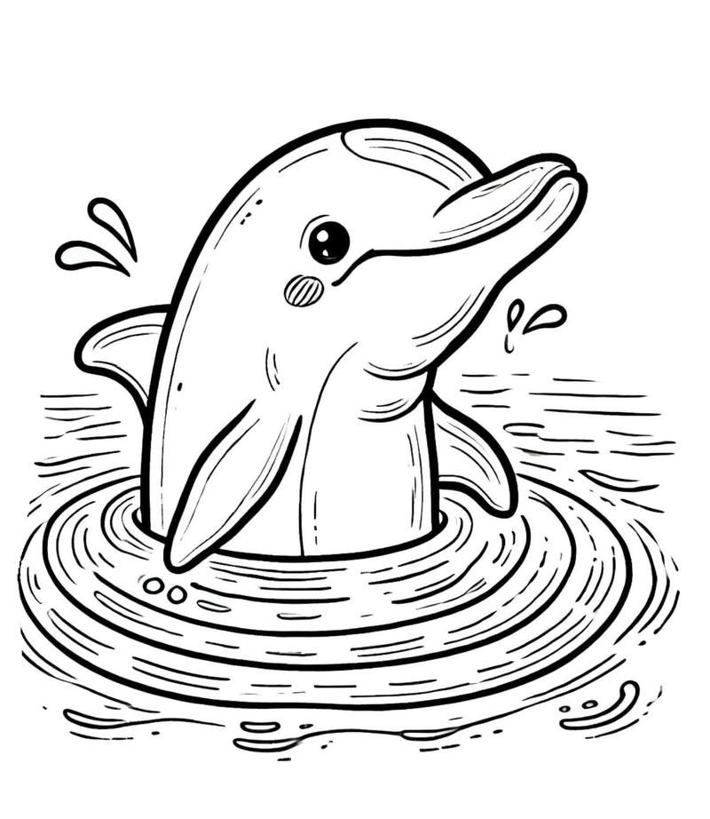 Tô màu cá heo cute giúp bé luyện tay