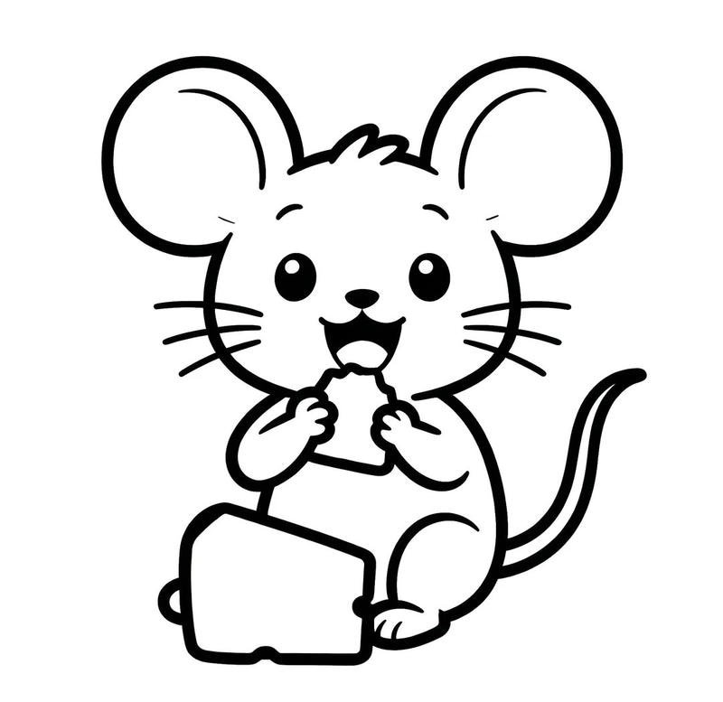 Tô màu con chuột cute phong cách thiếu nhi