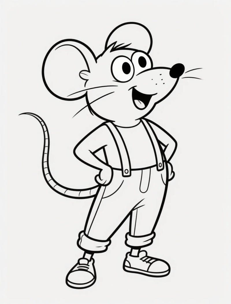 Tô màu con chuột hoạt hình đáng yêu cho bé