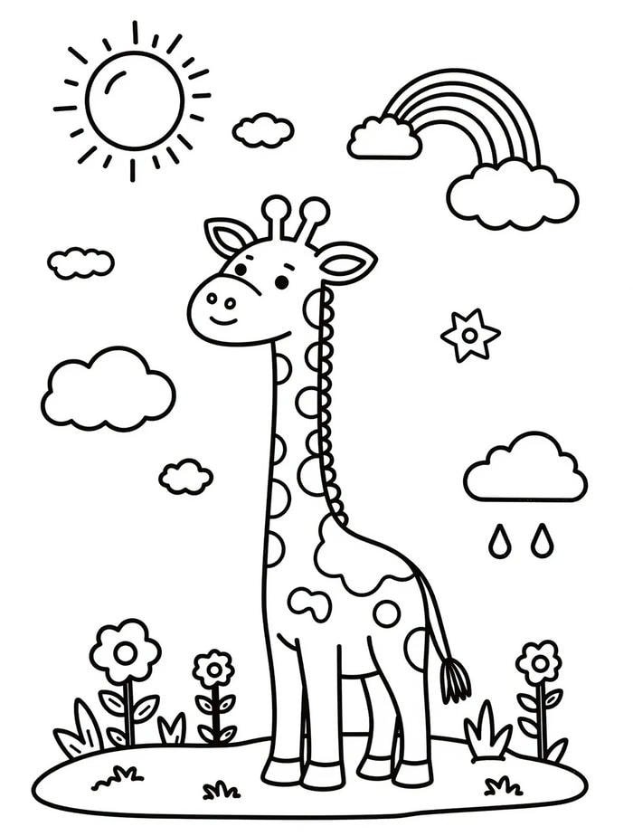 Tô màu con hươu cao cổ cho bé sáng tạo