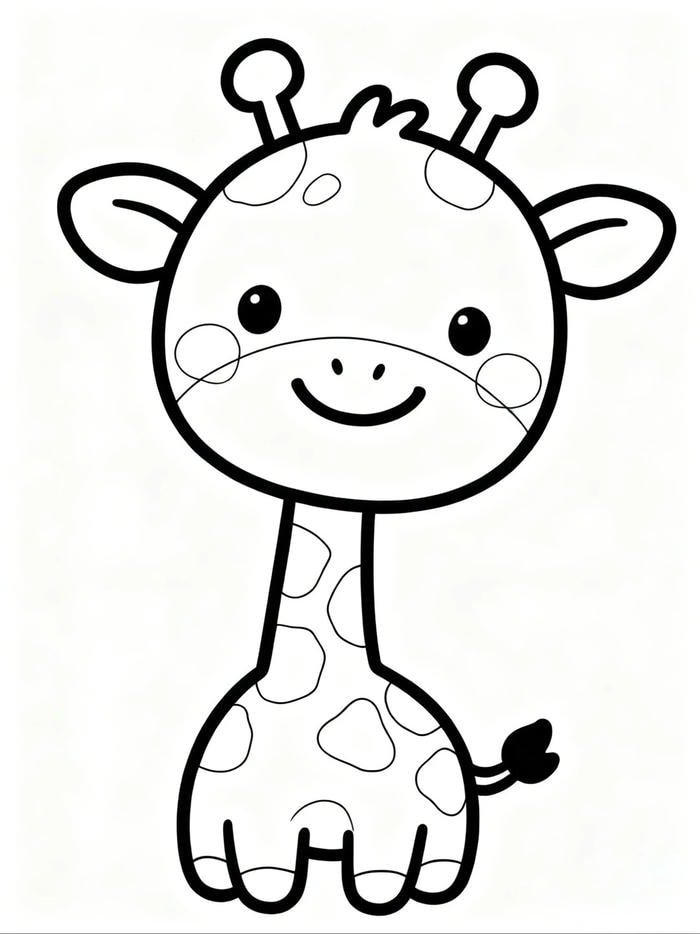 Tô màu con hươu cao cổ nét đậm rõ ràng