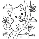 Tô màu con mèo chibi với biểu cảm ngộ nghĩnh