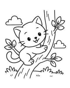 Tô màu con mèo chibi với biểu cảm ngộ nghĩnh