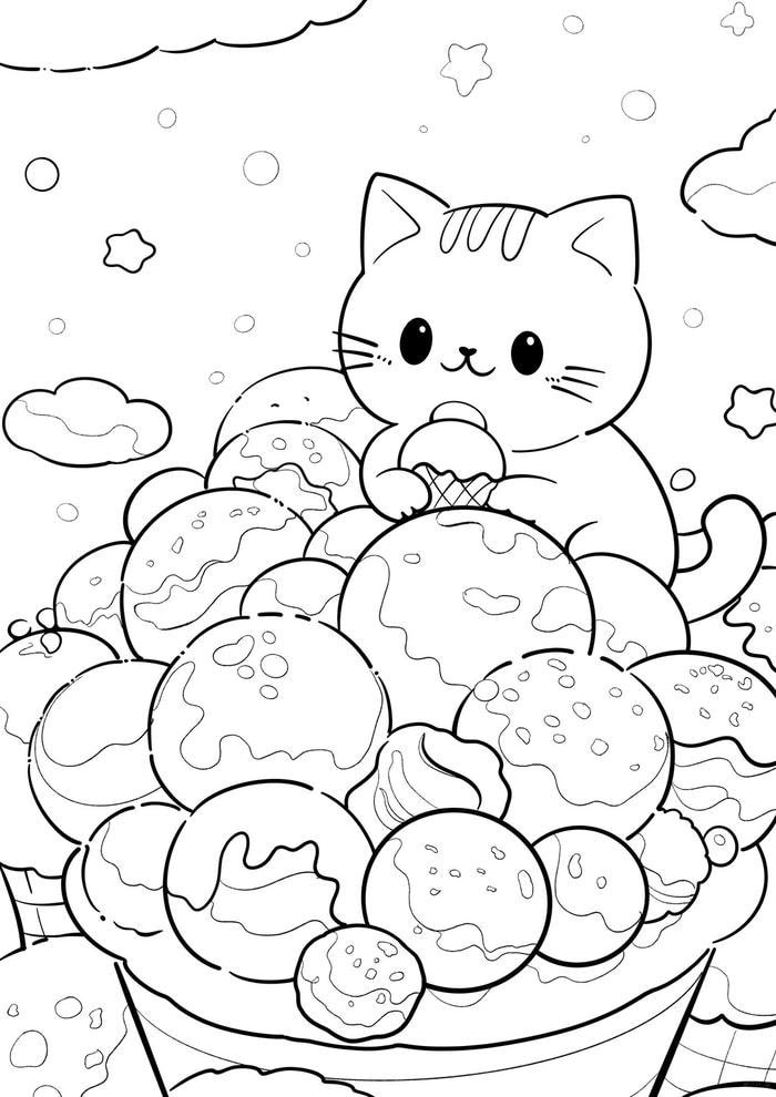 Tô màu con mèo cute giúp bé thư giãn