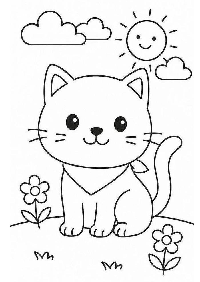 Tô màu con mèo dễ thương phong cách hoạt hình