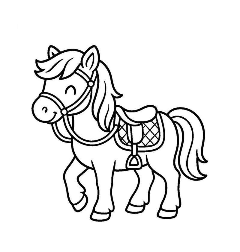 Tô màu hình con ngựa cute dành cho trẻ em