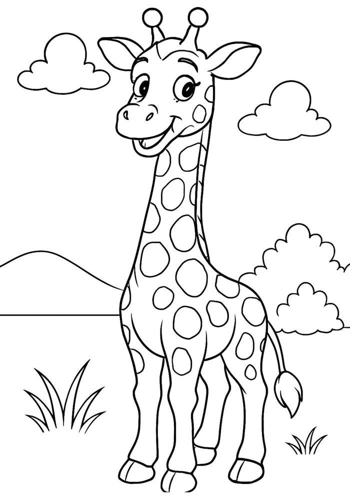 Tô màu hươu cao cổ giúp bé nhận biết hình dạng