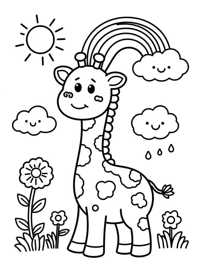 Tô màu hươu cao cổ phong cách hoạt hình ngộ nghĩnh