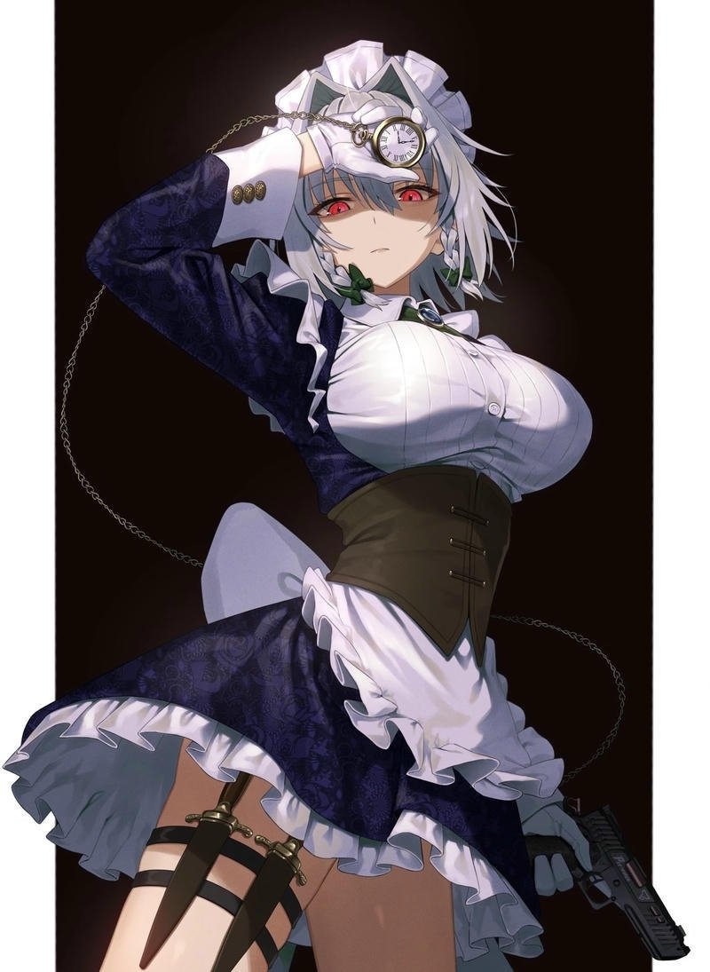 Trang phục maid cổ điển của cô gái anime đáng yêu