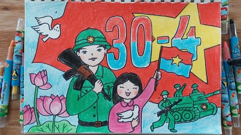 Tranh chú bộ đội đứng nghiêm trang trong quân ngũ