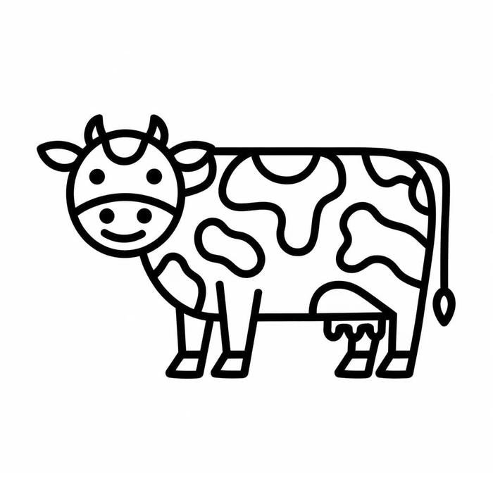 Tranh tô màu con bò sữa nét đậm rõ ràng