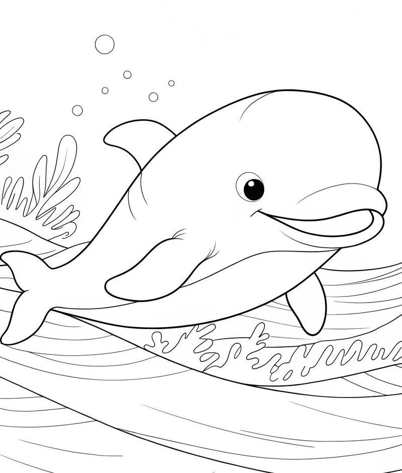 Tranh tô màu con cá heo cho bé học tô màu