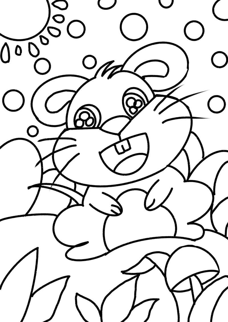 Tranh tô màu con chuột dễ thương cho trẻ em