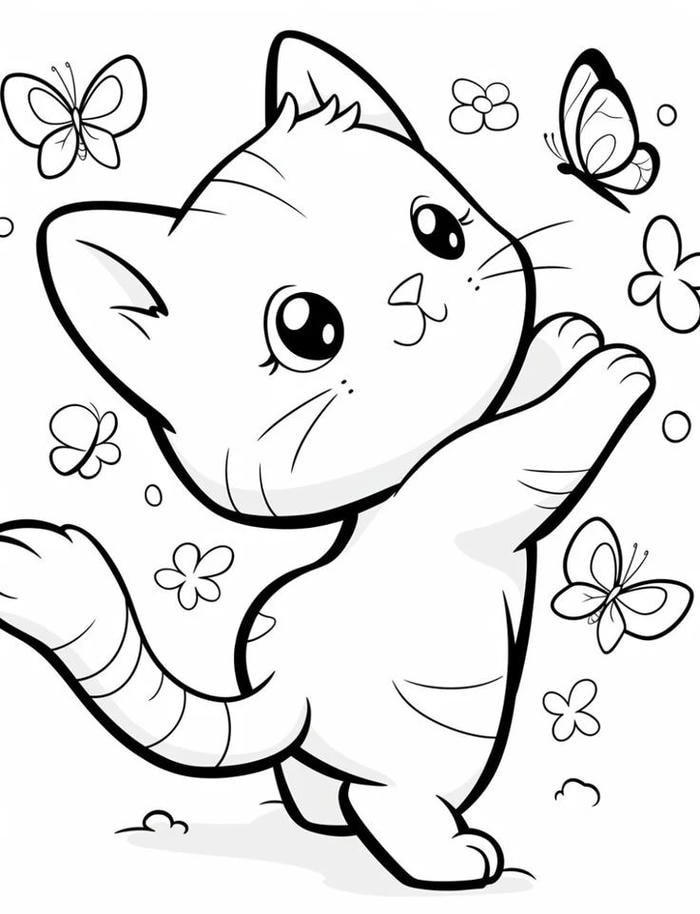 Tranh tô màu con mèo cho bé mầm non