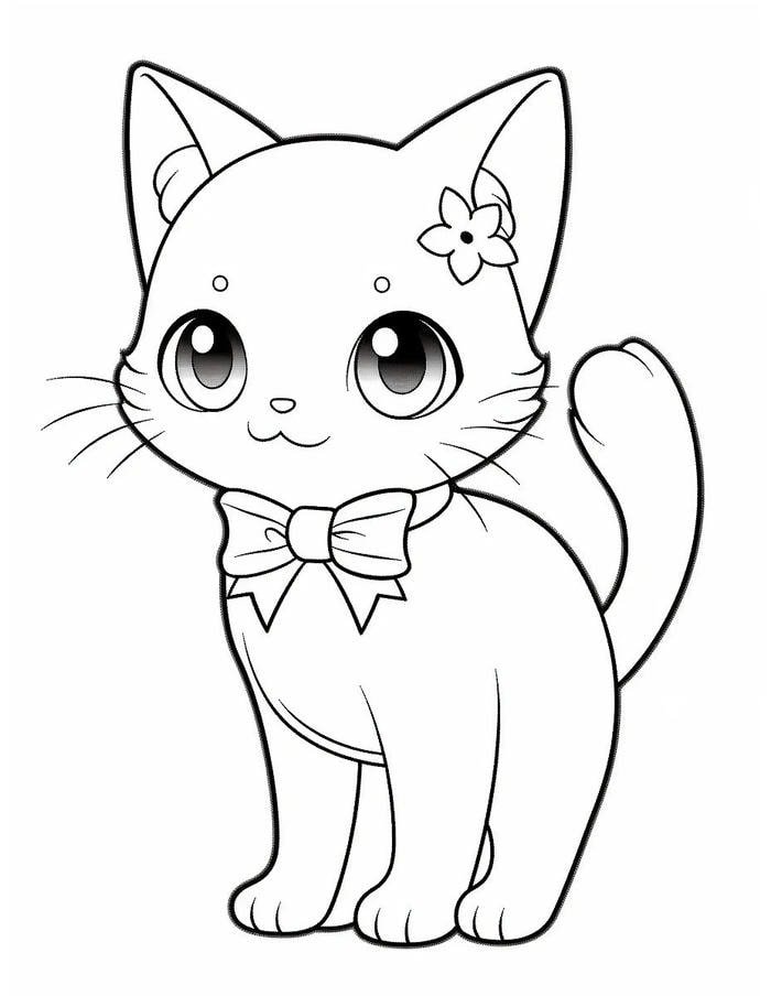 Tranh tô màu con mèo cute cho bé yêu