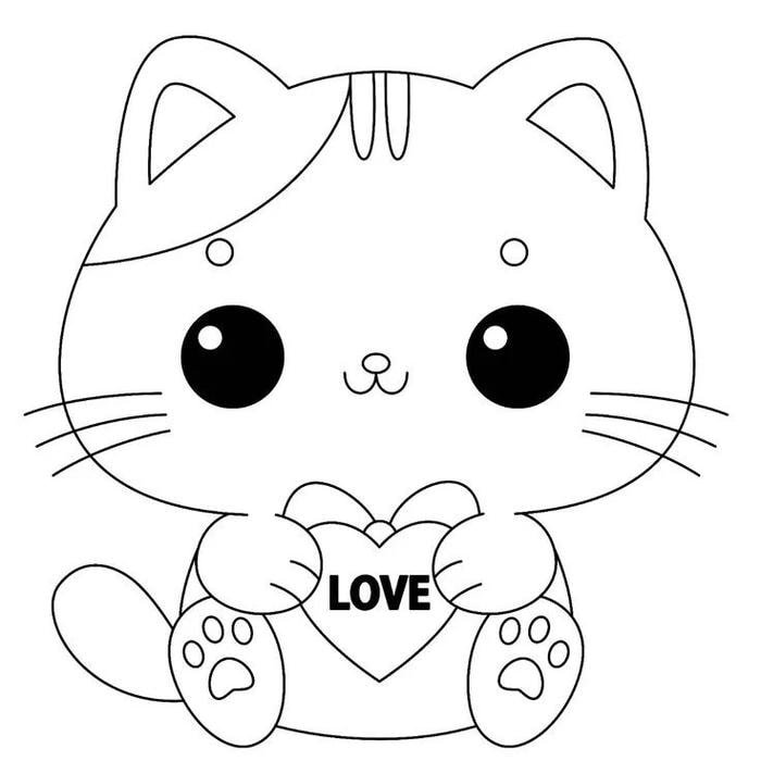 Tranh tô màu con mèo đáng yêu biểu cảm vui