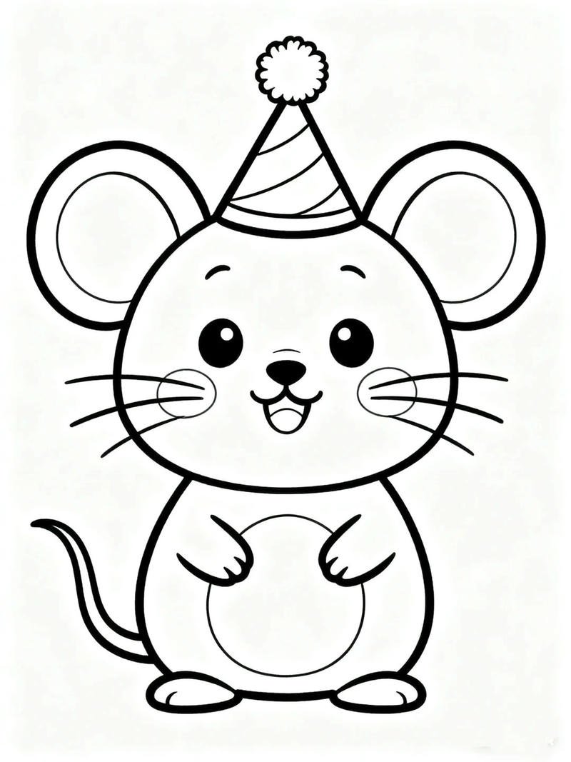 Tranh tô màu hình con chuột đáng yêu cho bé
