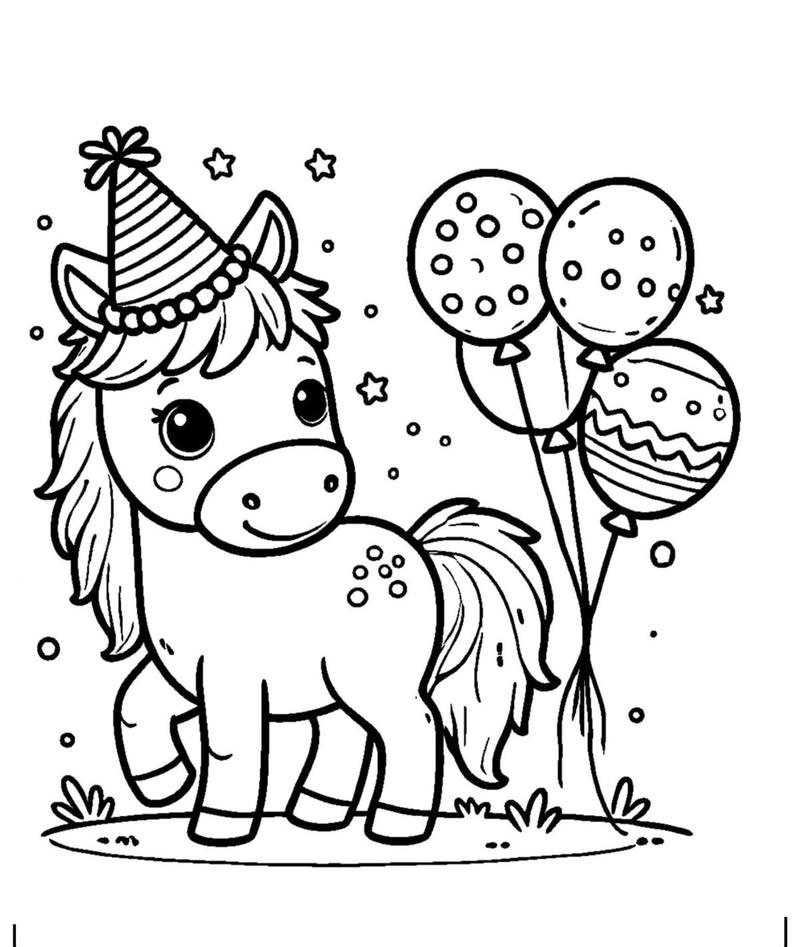 Tranh tô màu hình con ngựa cute cho trẻ em