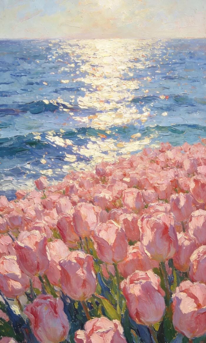 Tranh vẽ hoa tulip đơn giản phù hợp học sinh