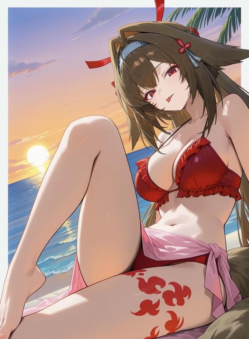 Vẻ đẹp táo bạo của cô nàng anime giữa bãi cát