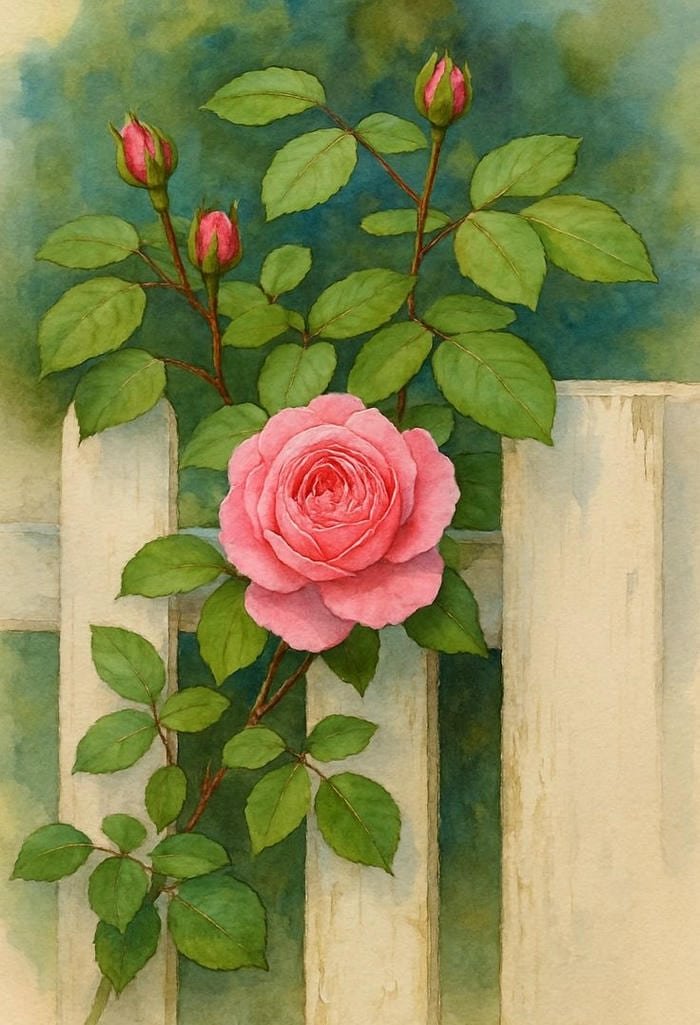 Vẽ tranh bông hoa hồng bằng màu nước nhẹ nhàng