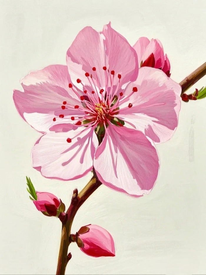 Vẽ tranh hoa đào ngày tết đơn giản mà ấn tượng
